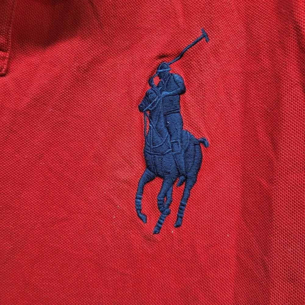 Polo Ralph Lauren Men Polo Shirt 2XL Red Big Pony Custom Fit Short Sleeve READ